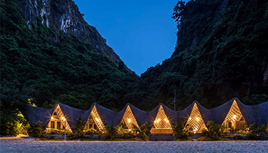 越南：兰哈湾竹独家酒店 竹建筑