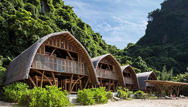 越南：兰哈湾竹独家酒店 竹建筑